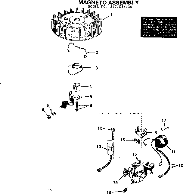 Craftsman 217585430 magneto assembly diagram