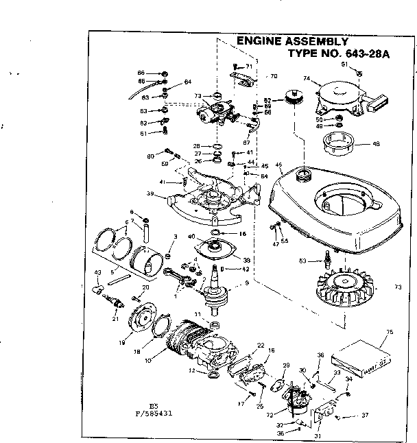 Craftsman 217585431 engine assembly diagram