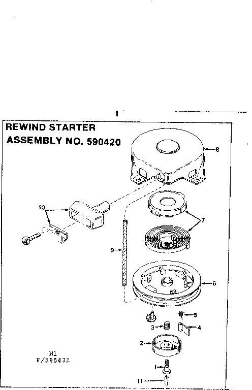 Craftsman 217585431 rewind starter assembly diagram