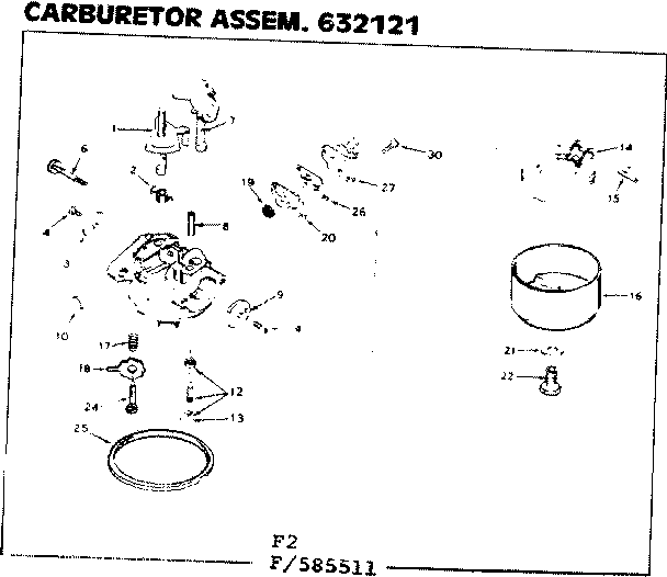 Craftsman 217585511 carburetor assem. 632121 diagram