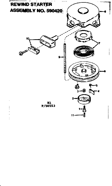 Eska 14106B rewind starter assembly diagram