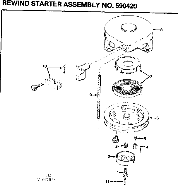 Craftsman 217585840 rewind starter assembly diagram