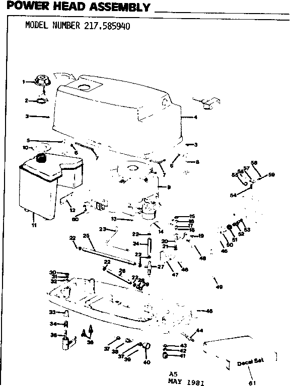 Craftsman 217585940 power head assembly diagram