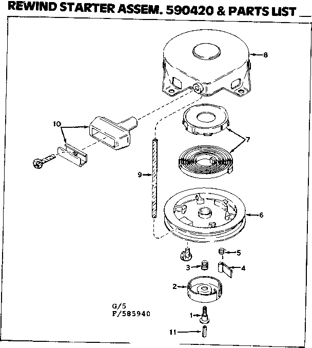 Craftsman 217585940 rewind starter assem. diagram