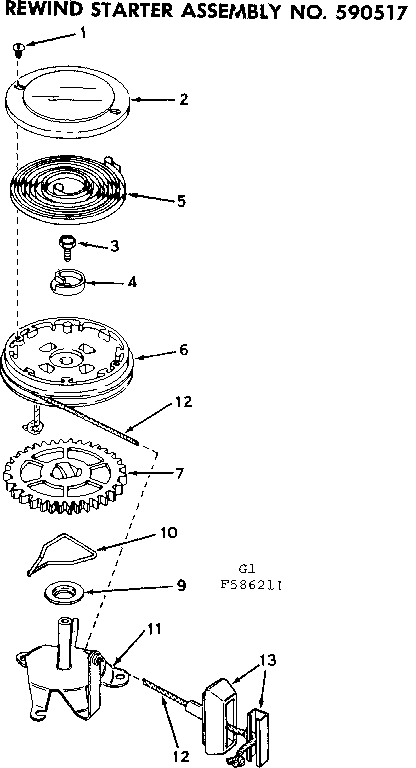 Craftsman 217586211 rewind starter assembly diagram
