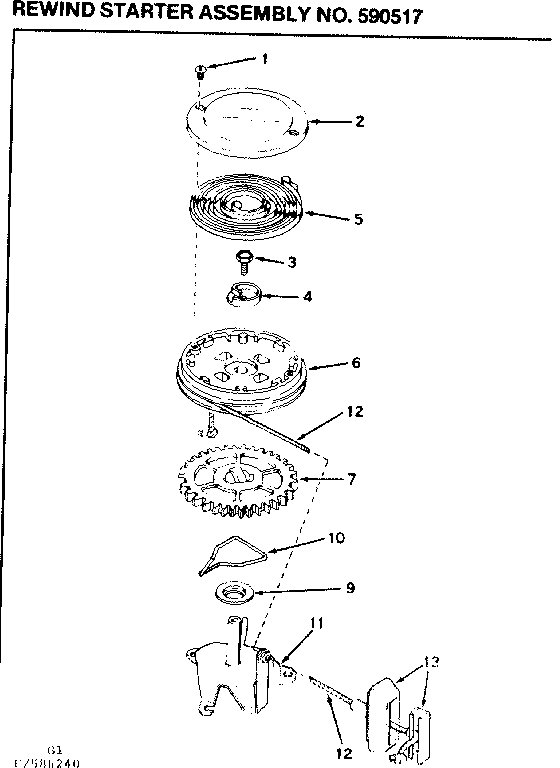 Craftsman 217586240 rewind starter assembly diagram