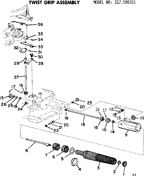 Craftsman 217586311 twist grip assembly diagram
