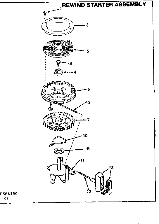 Craftsman 217586330 rewind starter assembly diagram