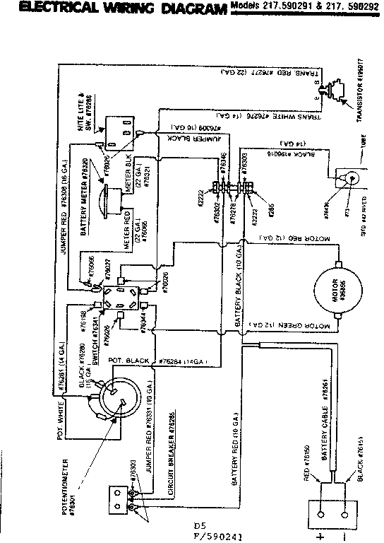 Craftsman 217590292 electrical diagram