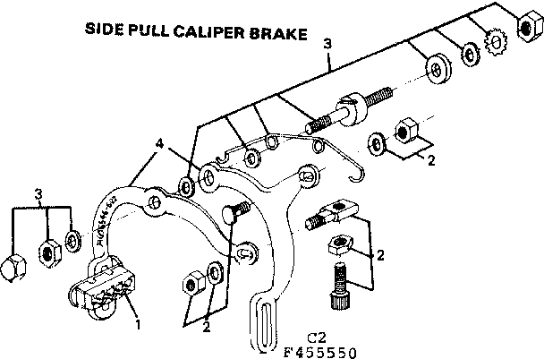 Sears 502455650 side pull caliper brake diagram