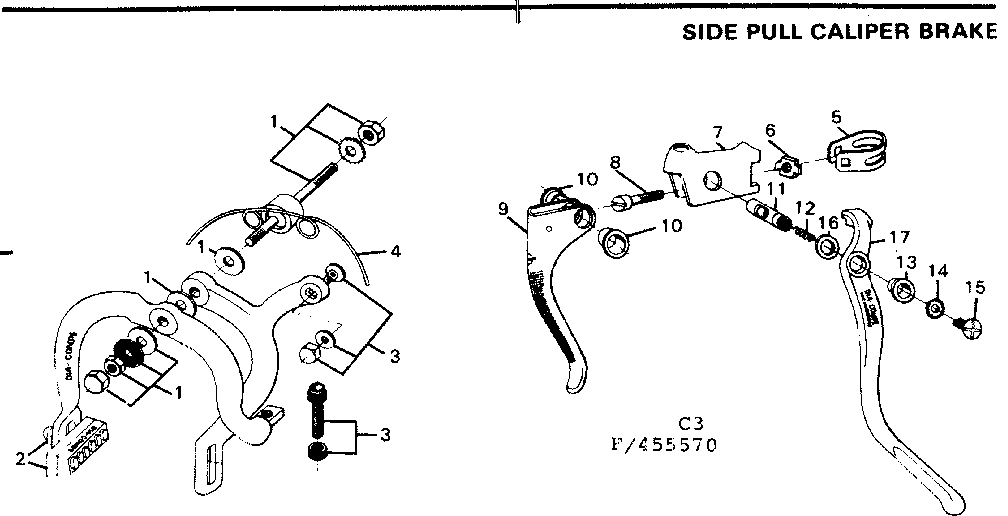 Sears 502455580 side pull caliper brake diagram