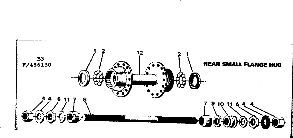 Sears 502456140 rear small flange hub diagram