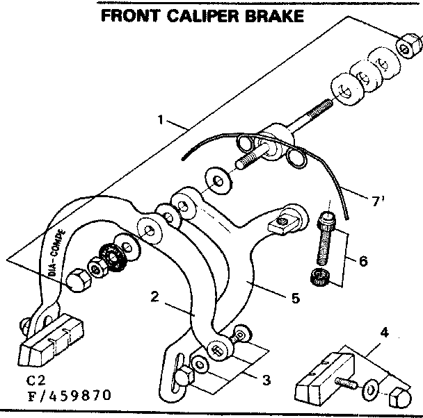 Sears 502459870 front caliper brake diagram