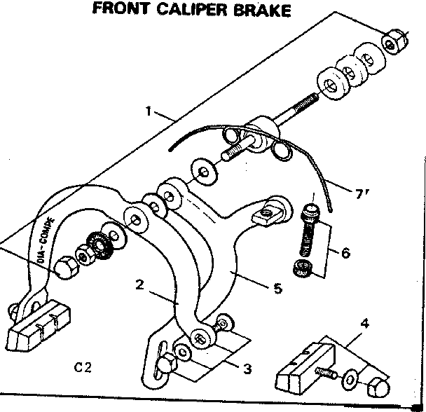 Sears 502459971 front caliper brake diagram