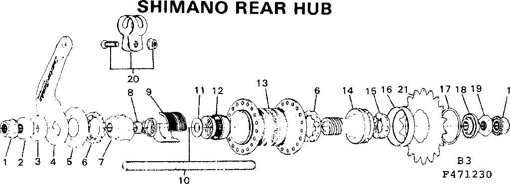 Sears 502471230 shimano rear hub diagram