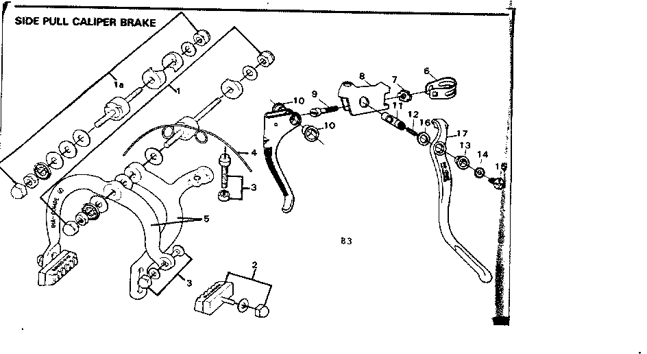 Sears 502471370 side pull caliper brake diagram