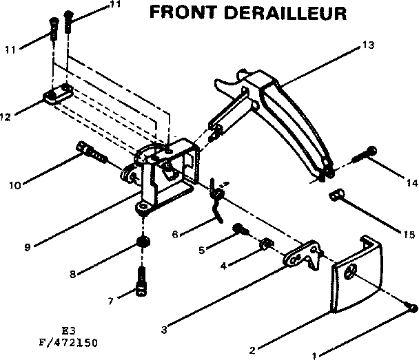 Sears 502472160 front deraileur diagram