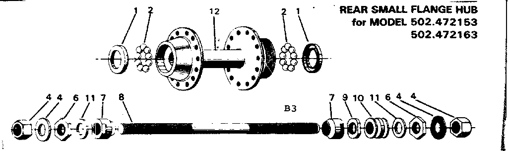 Sears 502472153 rear small flange hub diagram