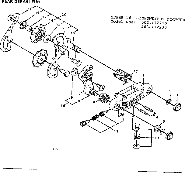 Sears 502472230 rear derailleur diagram