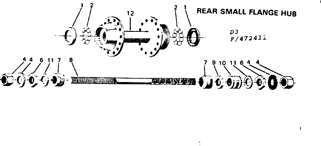 Sears 502472411 rear small flange hub diagram