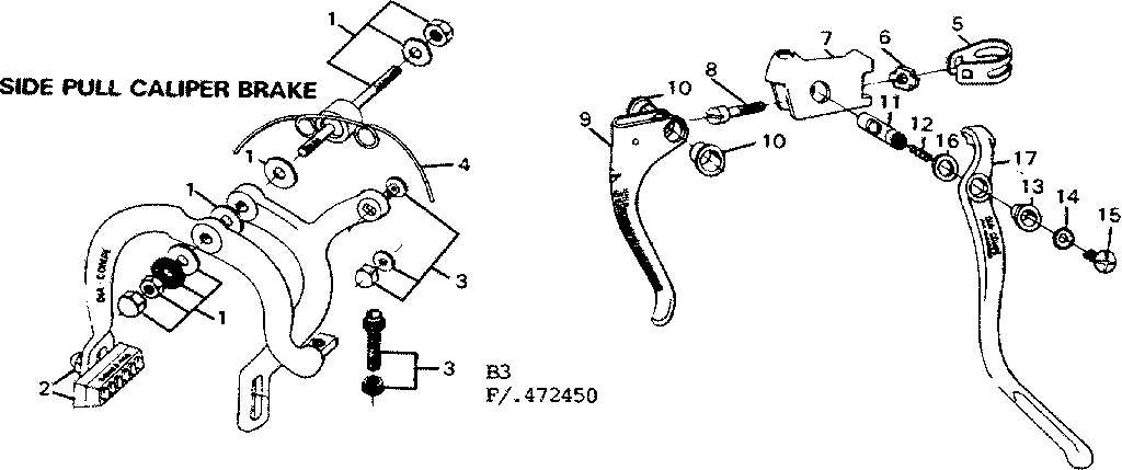 Sears 502472462 side pull caliper brake diagram