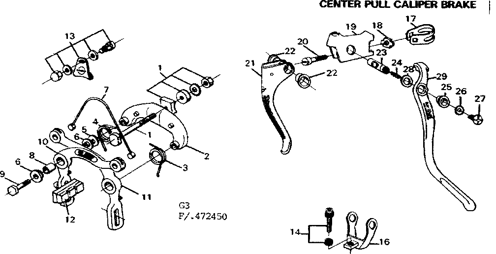 Sears 502472462 center pull caliper brake diagram