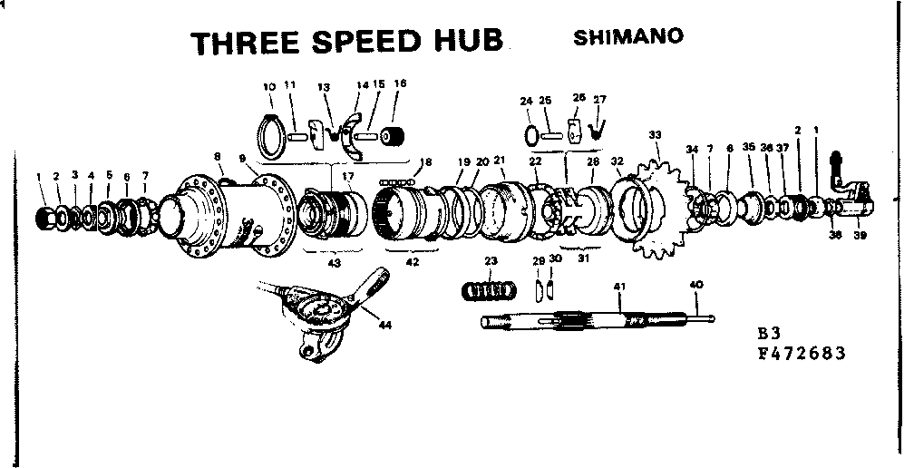 Sears 502472684 three speed hub/shimano diagram