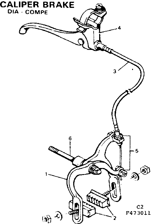 Sears 502473011 caliper brake-dia-compe diagram