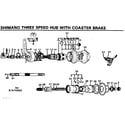 Sears 502474010 shimano three speed hub with coaster brake diagram