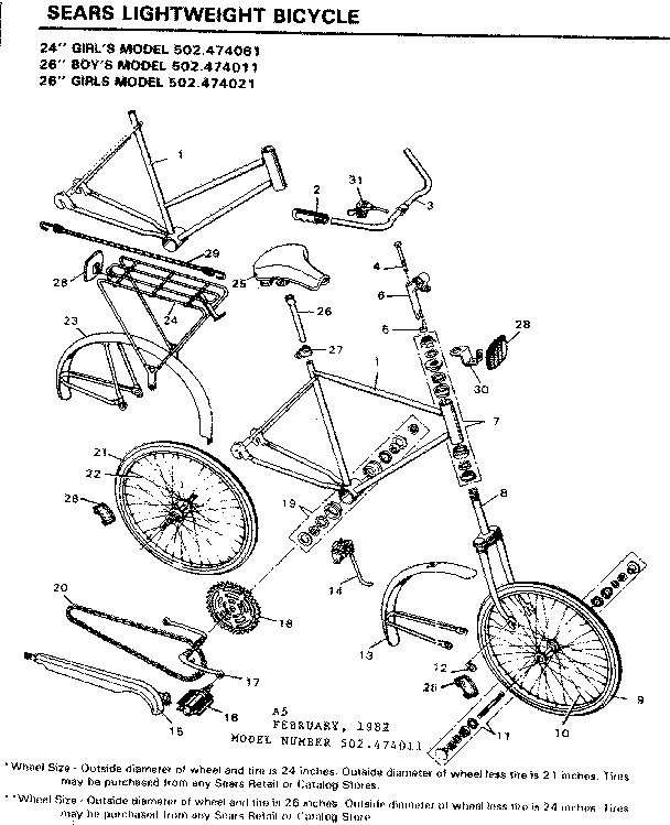 Sears 502474021 unit parts diagram