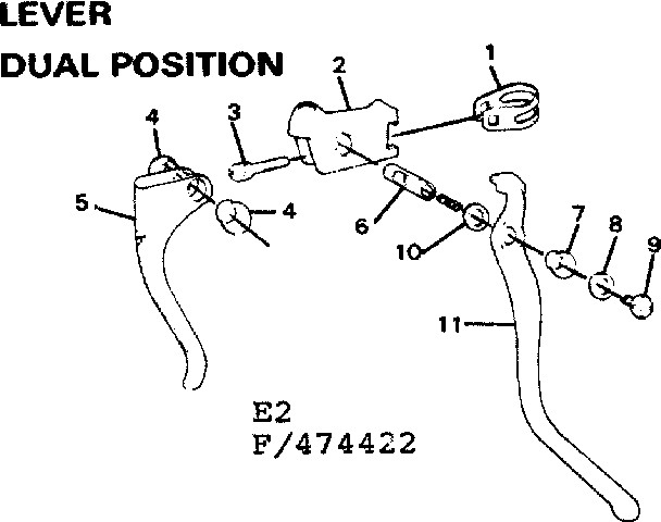 Sears 502474422 caliper brake-lever dual position diagram