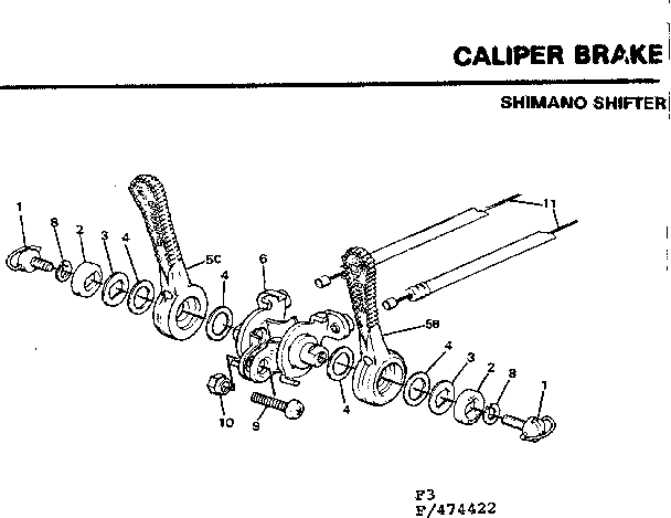 Sears 502474422 caliper brake-shimano shifter diagram