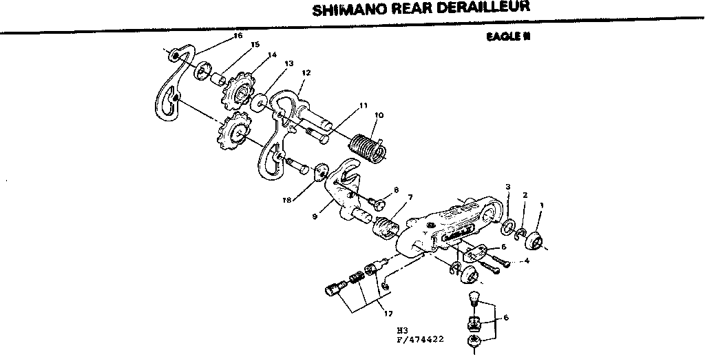 Sears 502474422 shimano rear derailleur-eagle ii diagram