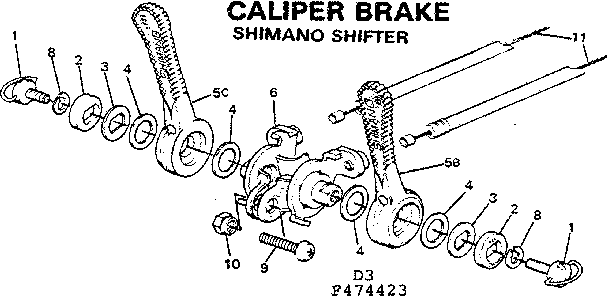 Sears 502474423 caliper brake/shimano shifter diagram