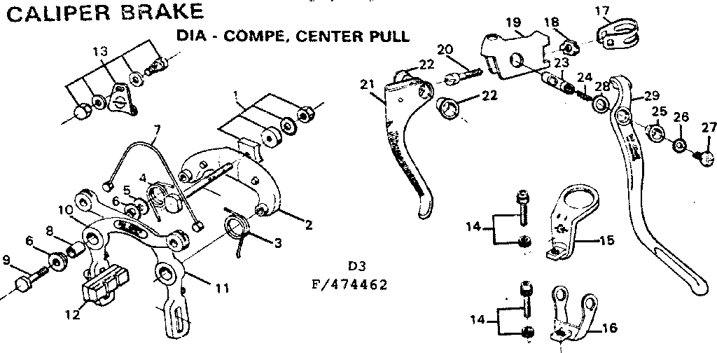 Sears 502474463 caliper brake diagram