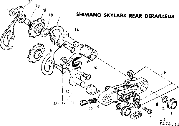 Sears 502474711 shimano skylark rear derailleur diagram