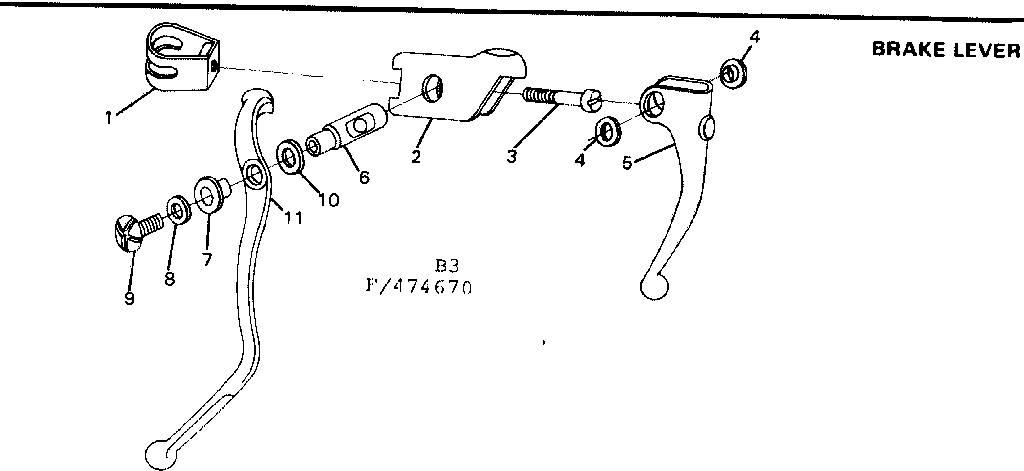 Sears 502474670 brake lever diagram