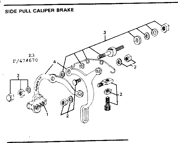 Sears 502474670 side pull caliper brake diagram