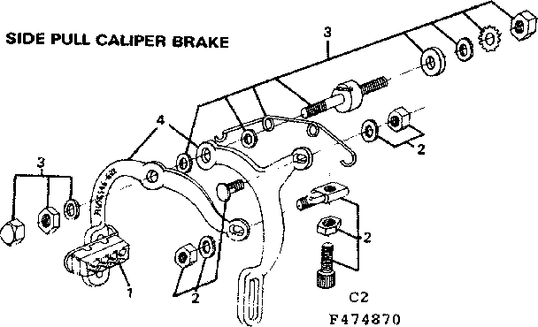 Sears 502474970 side pull caliper brakes diagram