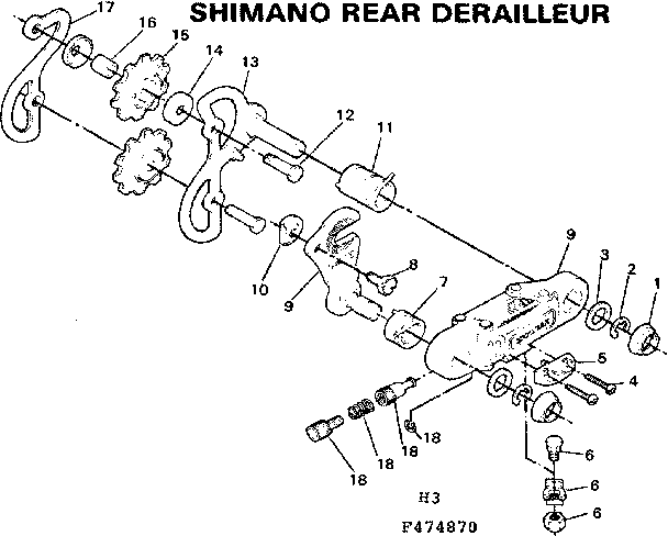 Sears 502474970 shimano rear derailleur diagram