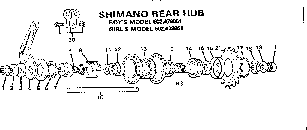 Sears 502479861 shimano rear hub diagram