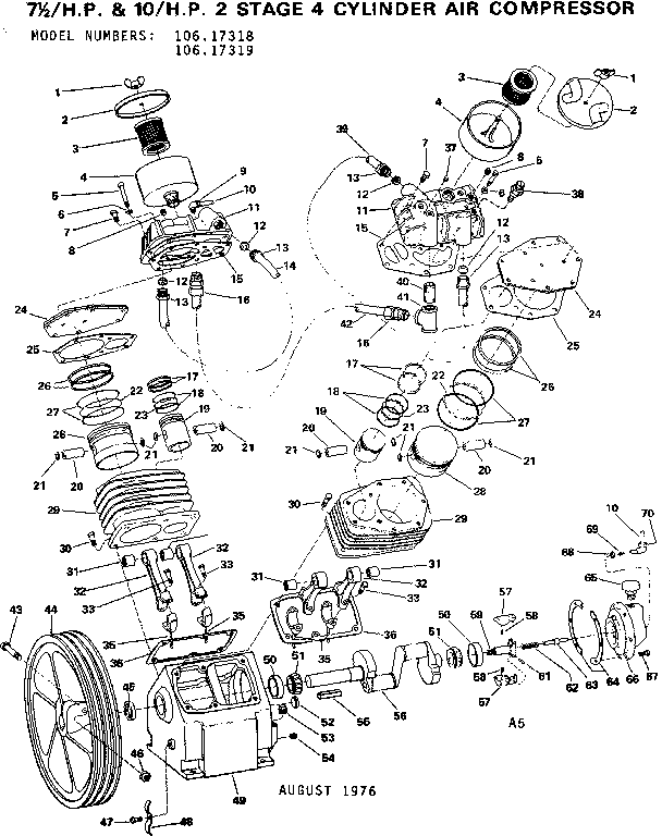 Craftsman 10617319 flywheel and crankcase assembly diagram