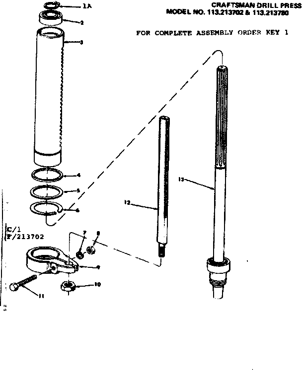 Craftsman 113213702 2 in. drill press/spindle assembly, stop diagram