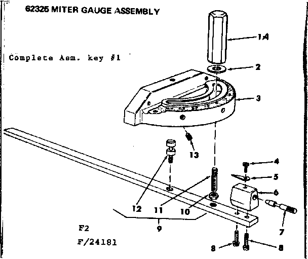 Craftsman 11324181 miter gauge assembly diagram