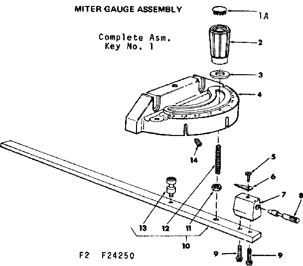 Craftsman 11324250 miter gauge assembly diagram