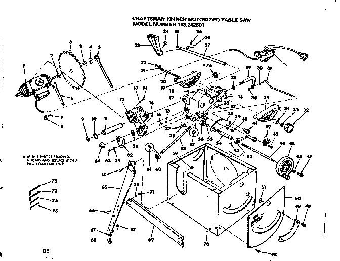 Craftsman 113242501 unit breakdown diagram