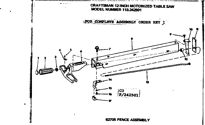 Craftsman 113242501 fence asm diagram