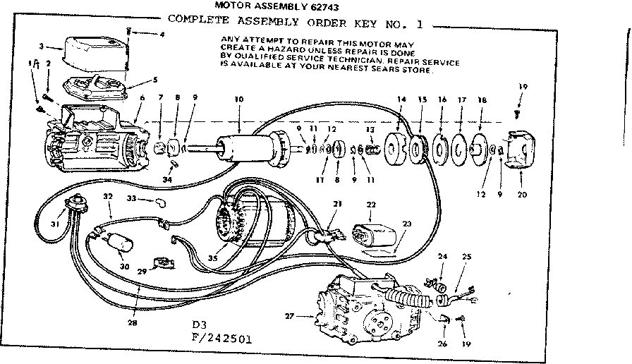 Craftsman 113242501 motor asm diagram