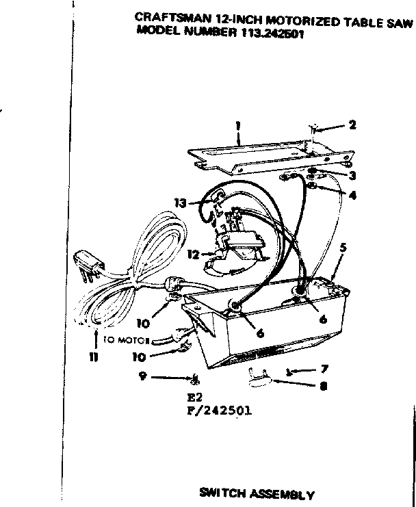 Craftsman 113242501 switch asm diagram