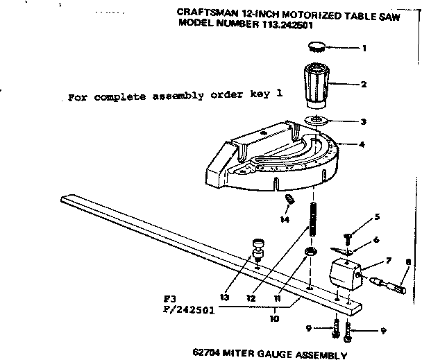 Craftsman 113242501 miter gauge asm diagram